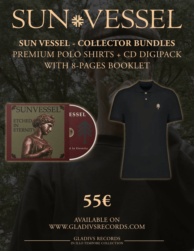 Pre-order:  Bundle Sun Vessel - Etched In Eternity - CD + polo (Available in mid-October)