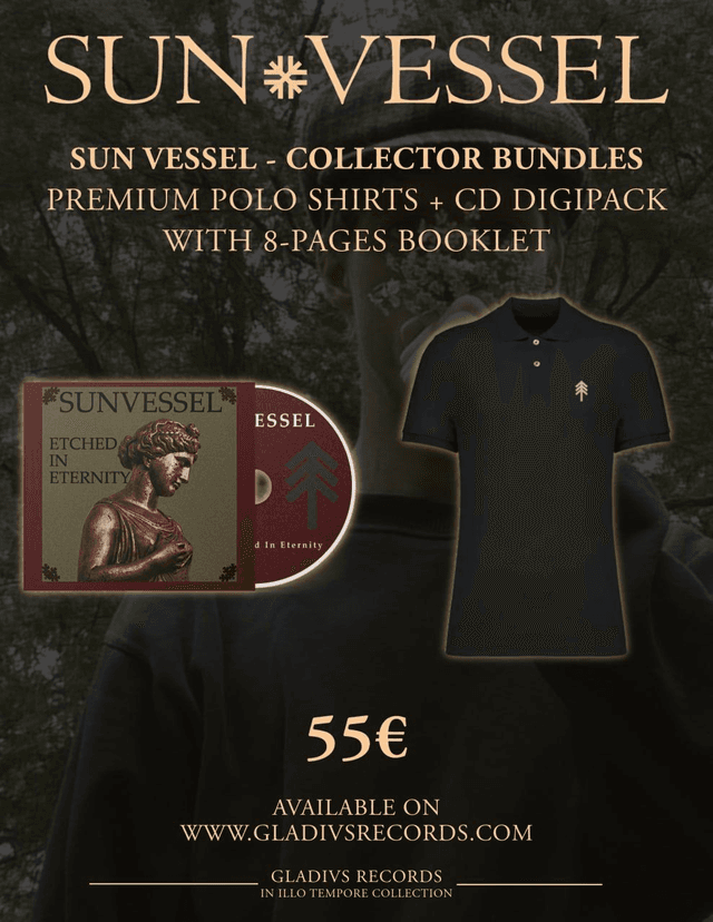 Pre-order:  Bundle Sun Vessel - Etched In Eternity - CD + polo (Available in mid-October)